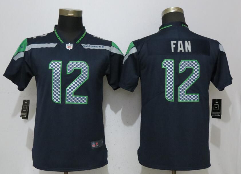 Women Seattle Seahawks #12 Fan Blue Vapor Untouchable Player Nike Limited NFL Jerseys